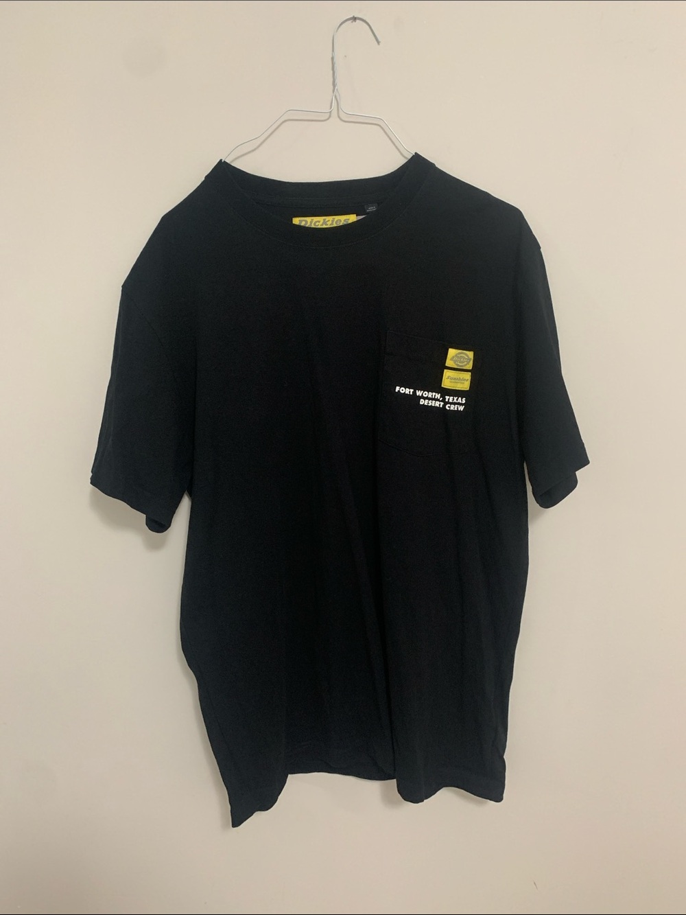 Dickies Black Short Sleeve Pocket Tee with Yellow Logo
